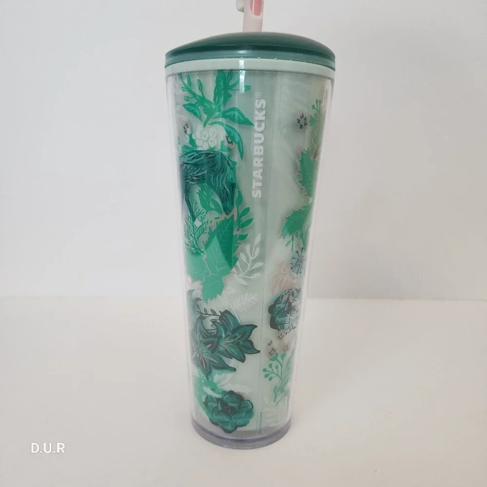 Starbucks Holiday 2022 Enchanted Forrest Venti Tumbler Fox Straw Topper 24oz NEW - Picture 2 of 6